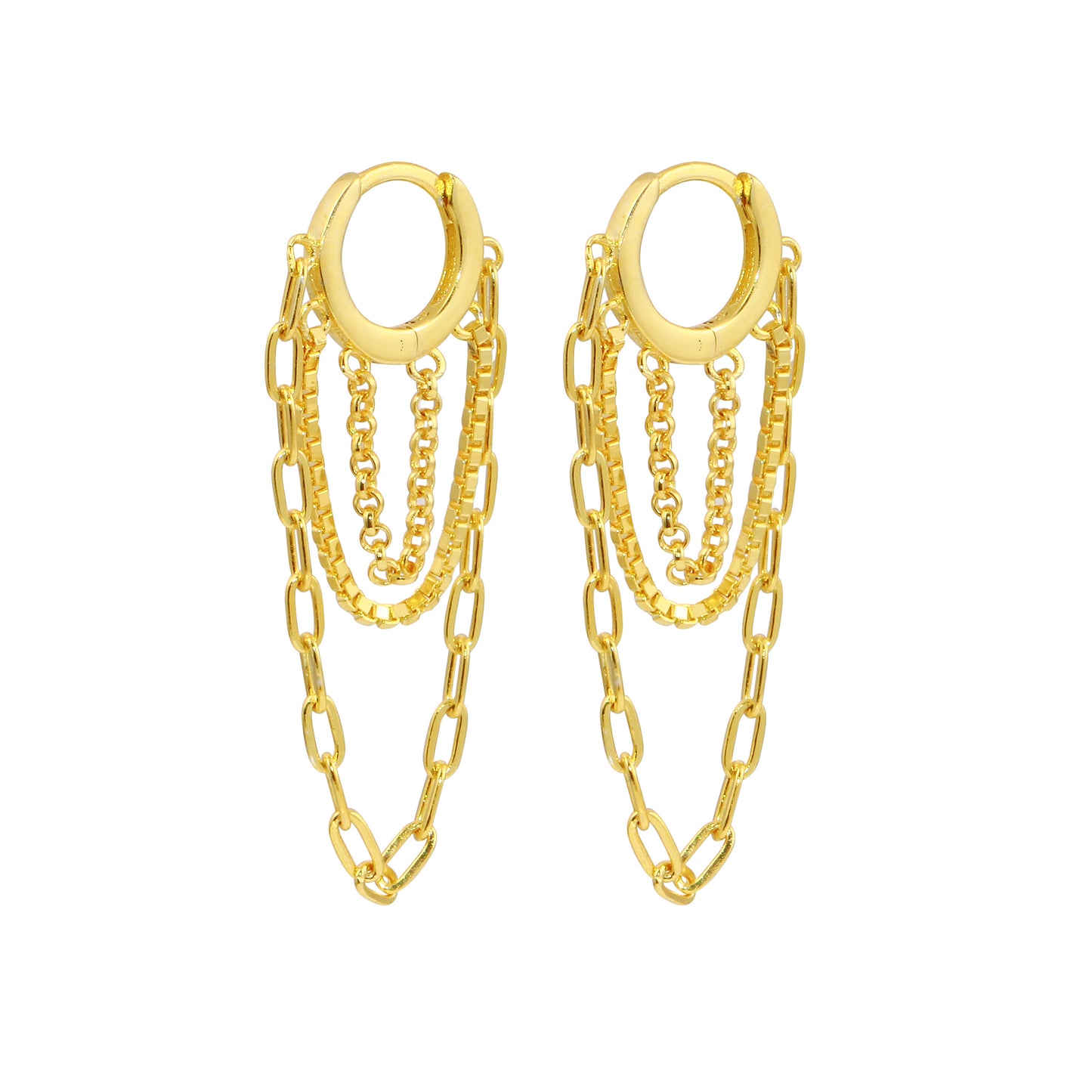 Multi Dangling Chain Huggie Earring