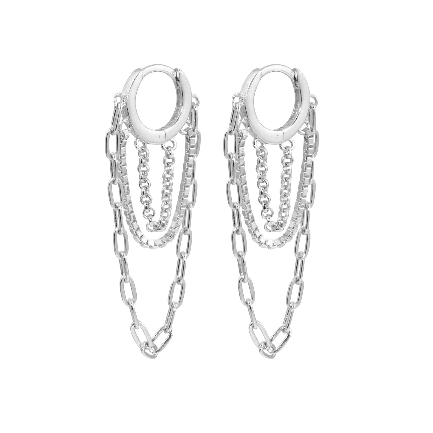 Multi Dangling Chain Huggie Earring