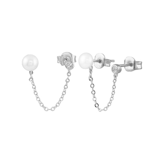 Pearl x Stud Chain Earring