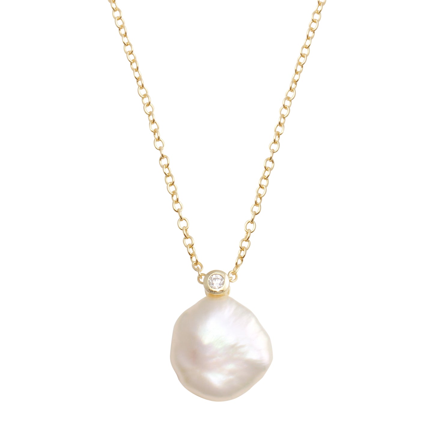 Pearl with Tiny CZ Accent Necklace