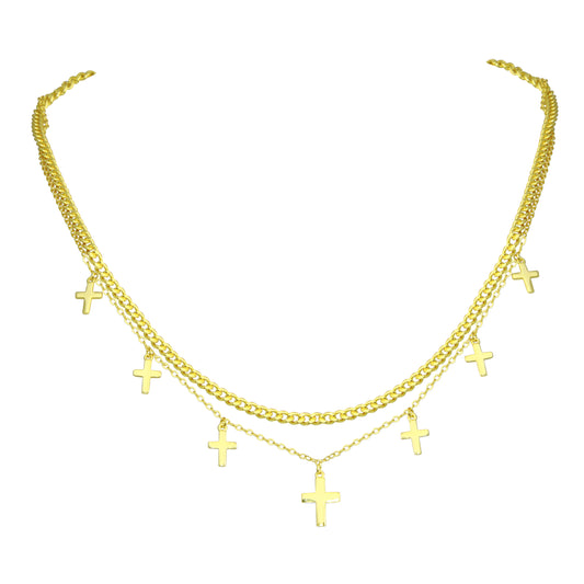 Cross Double Chain Necklace