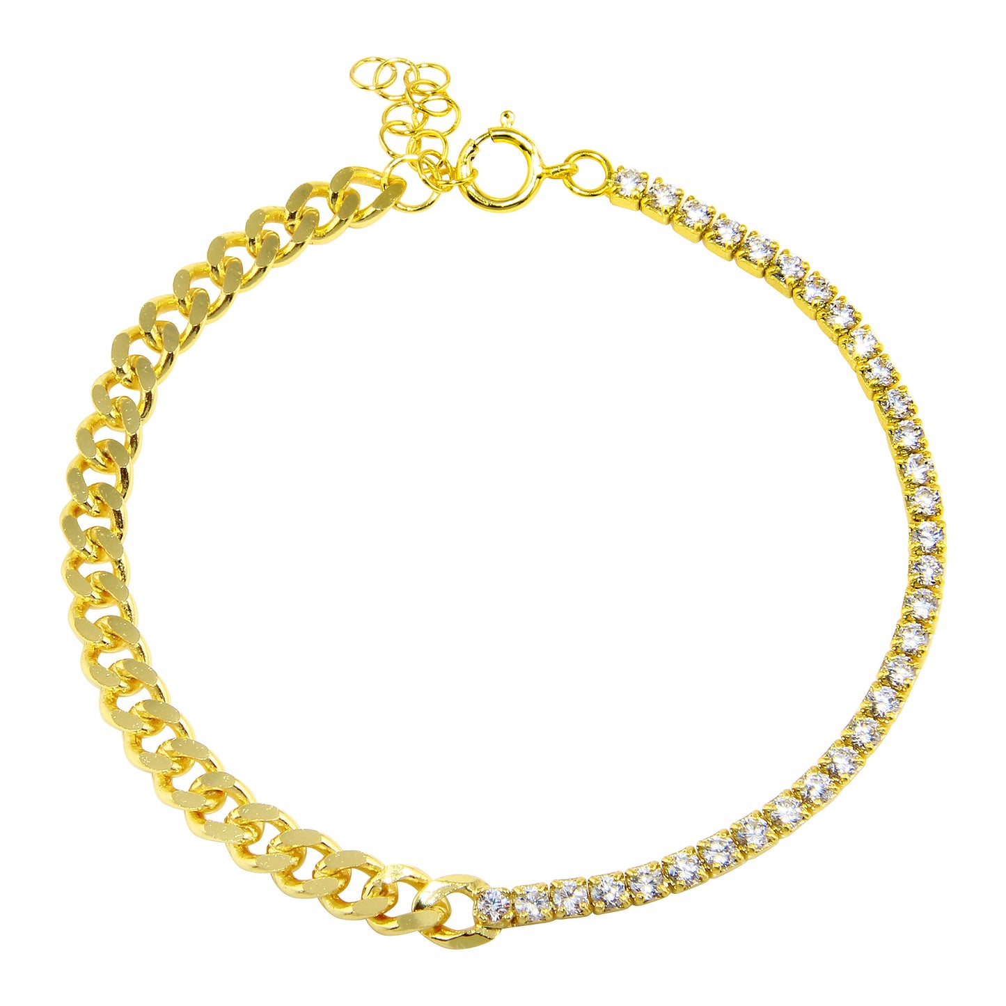 Curb Chain and Tennis Chain Bracelet