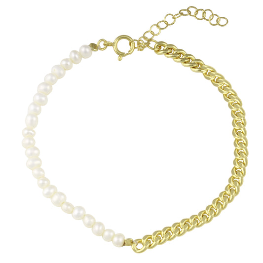 Curb Chain X Freshwater Pearl Bracelet