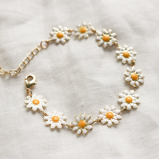 Daisy Enamel Chain Bracelet