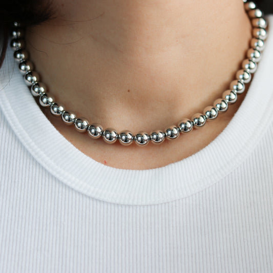 Silver Beaded Ball Necklace