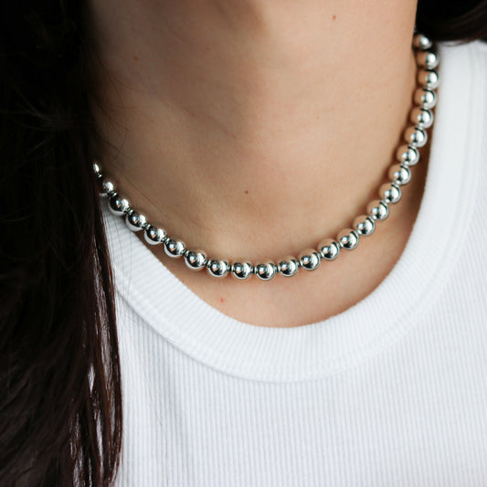 Silver Beaded Ball Necklace