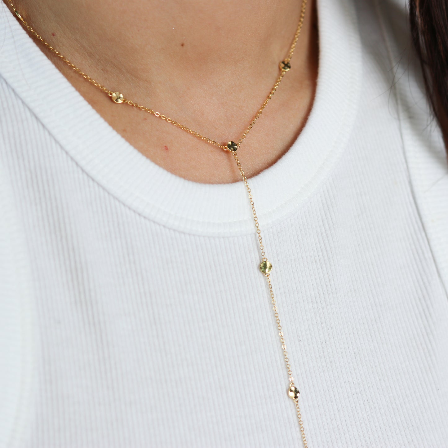 Dainty Coin Lariat Necklace