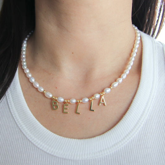 Custom Pearl Name Necklace
