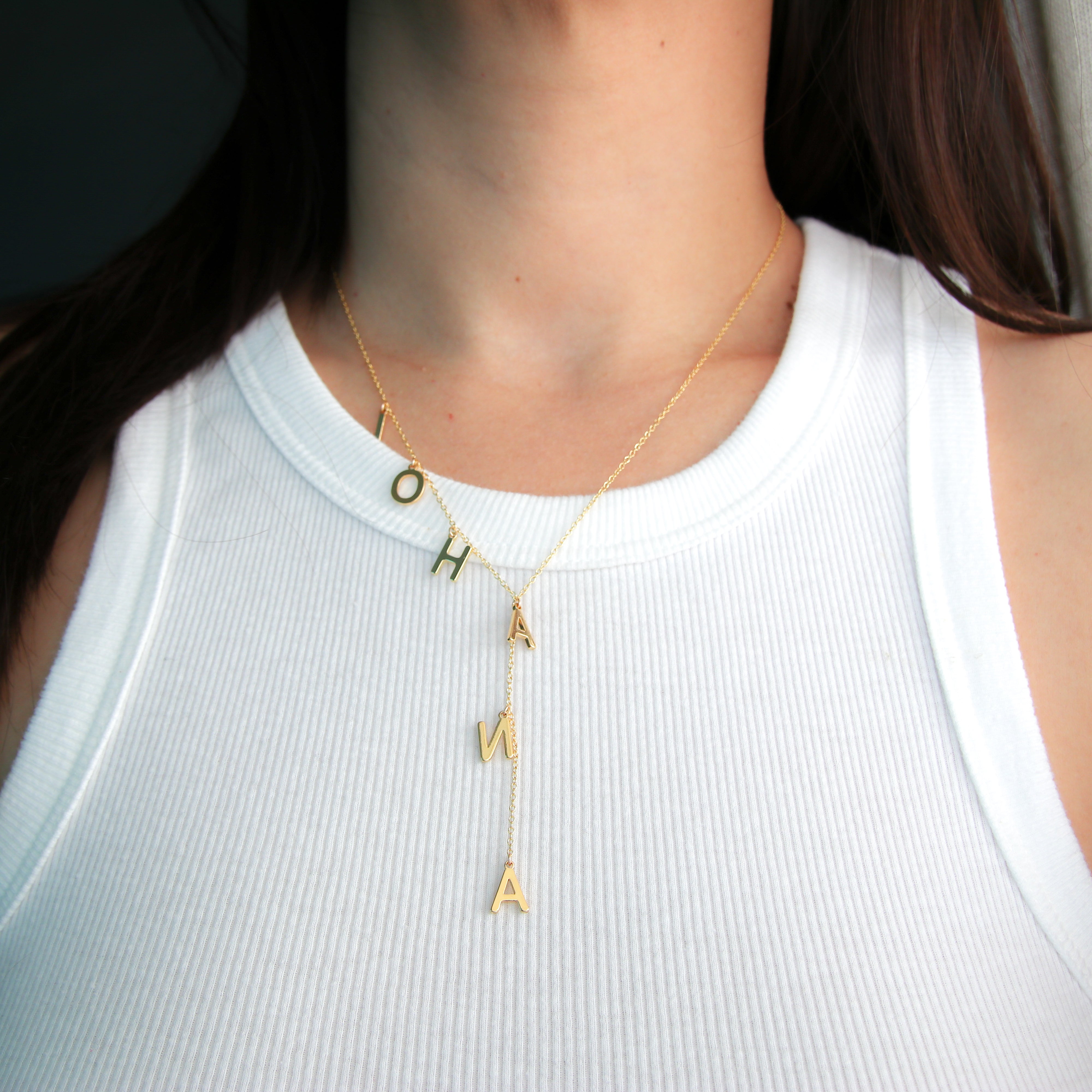 Lariat gold shop initial necklace