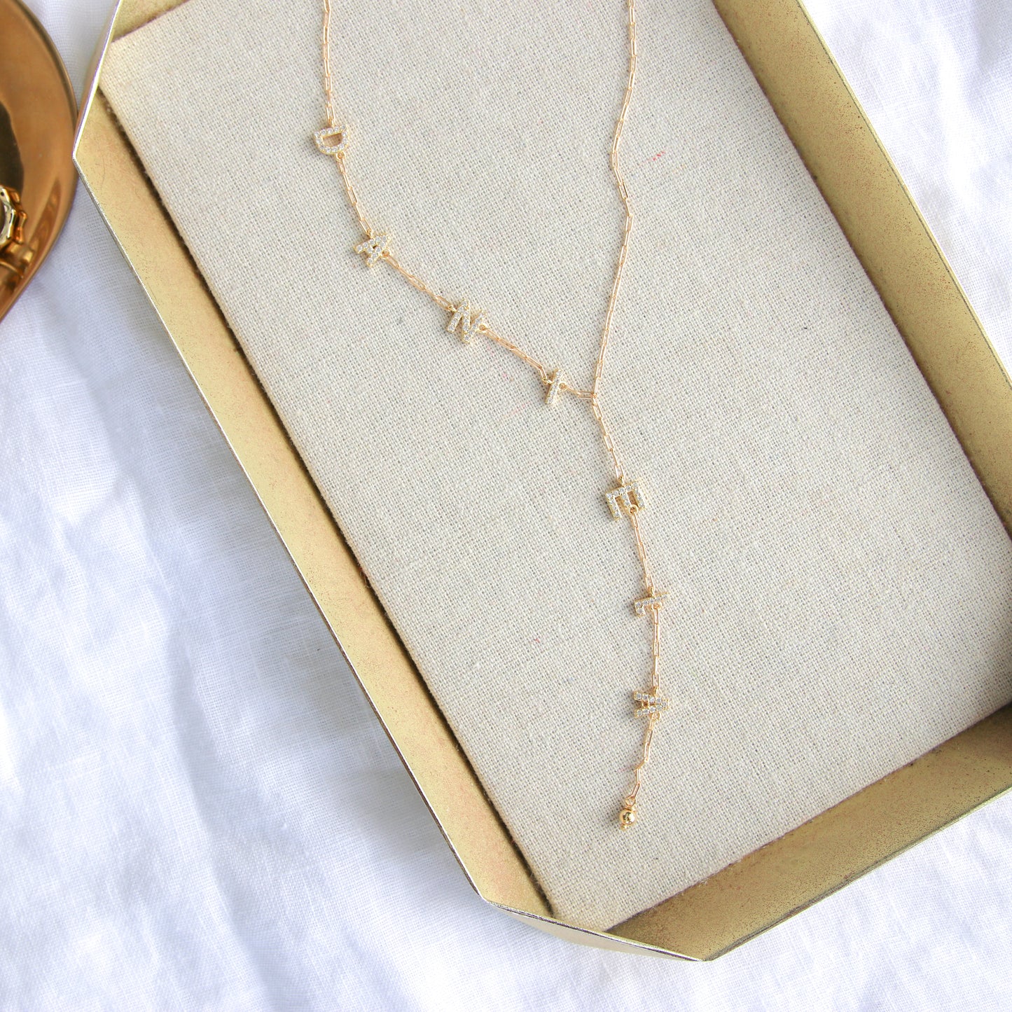 CZ Gold Name Lariat Necklace