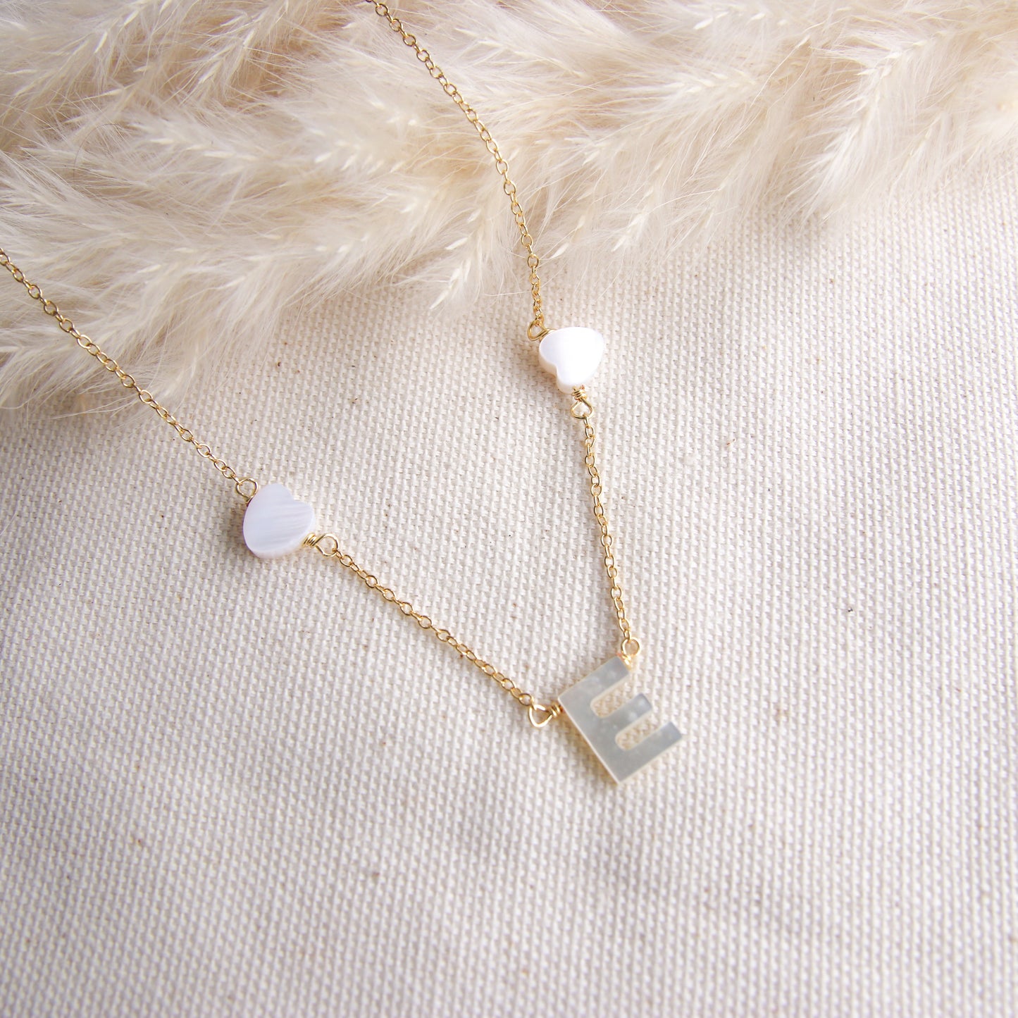Nacre Initial & Hearts Necklace