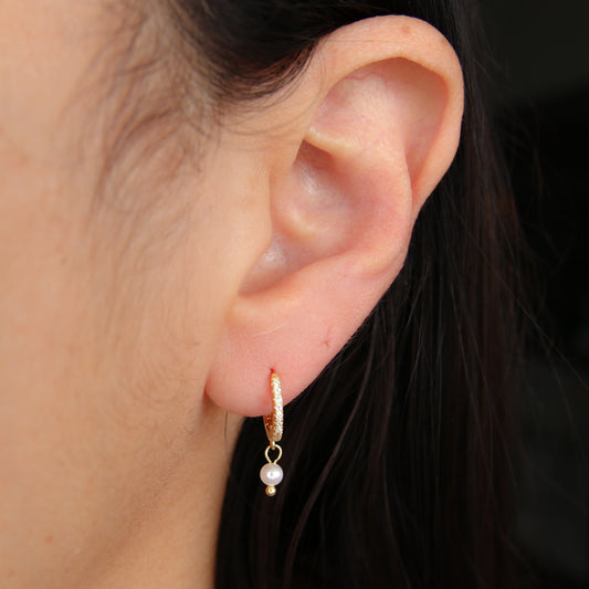 Pearl dangle Hoop Earrings