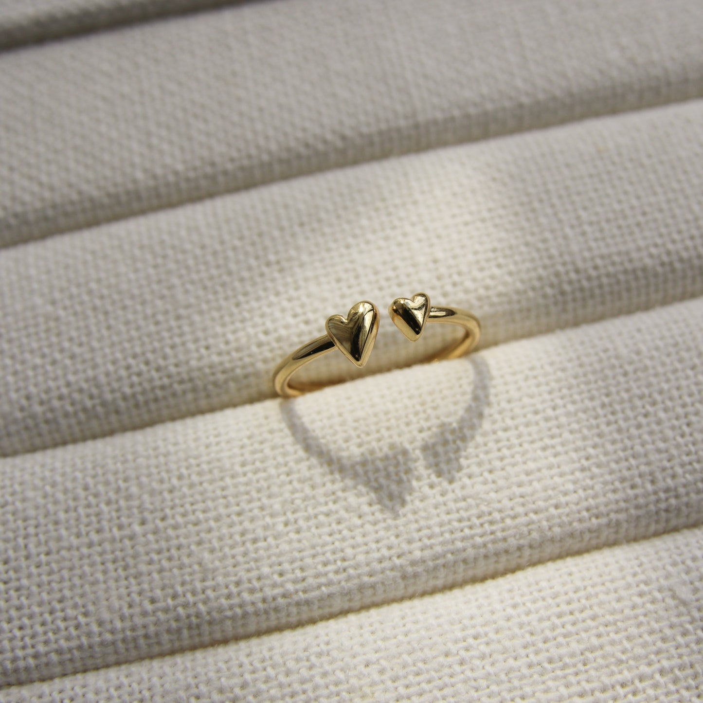 Tiny Two Heart Adjustable Ring