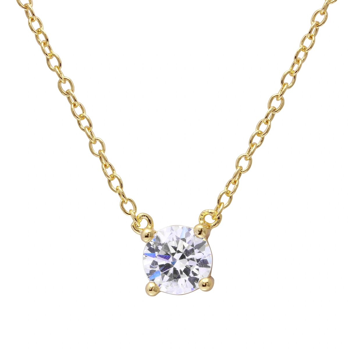 Solitary Square CZ Necklace