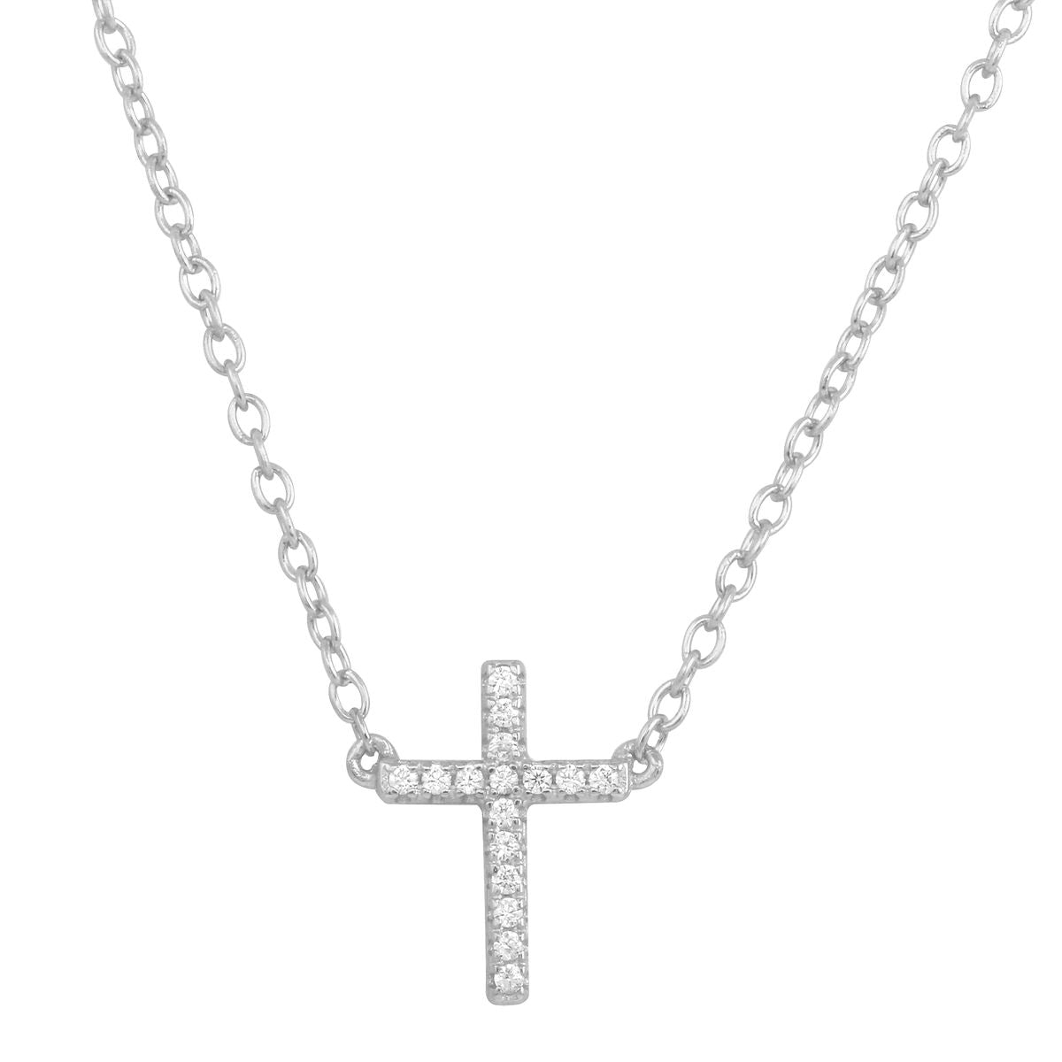 Tiny Cross with CZ Necklace